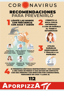 Aporpizza preparada para la prevención del Coronavirus cartel